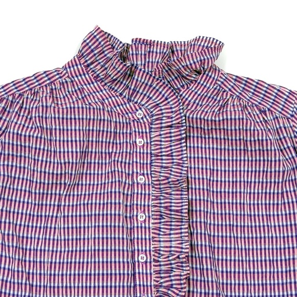 Xirena Caspia Gingham Ruffle Top Blouse Coral Cove Purple Pink - Size S - Picture 3 of 6